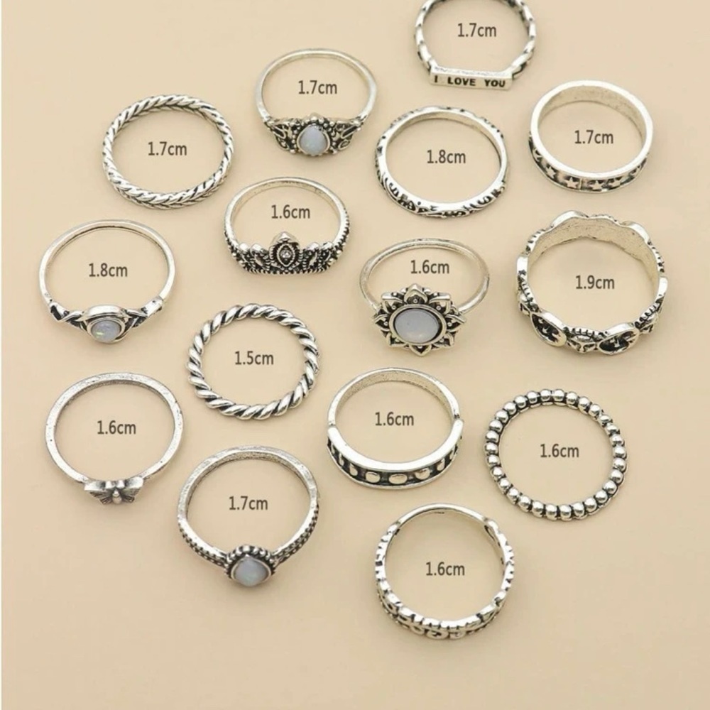 15pcs Water-drop & Butterfly Decor Ring - Picture 3 of 3
